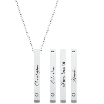 Personalised Engraved Four-Sided Necklace with...