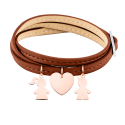 Personalised Son and Daughter Bracelet in Brown Leather