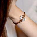 Personalised Engraved I Disc with Cord Bracelet in Brown