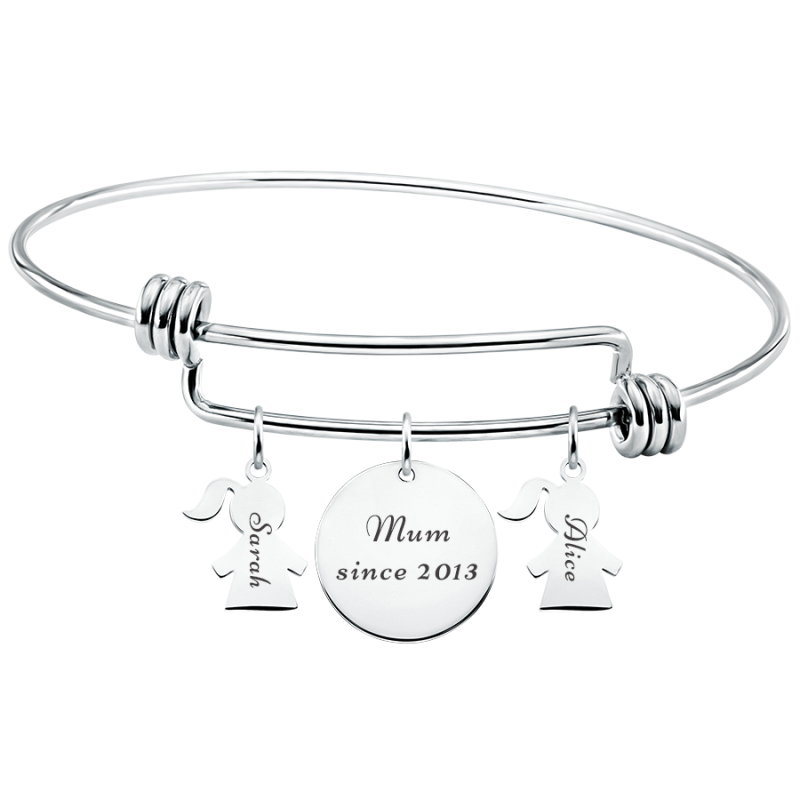 Personalised Multi-Daughters Bangle Bracelet with Engraved Names