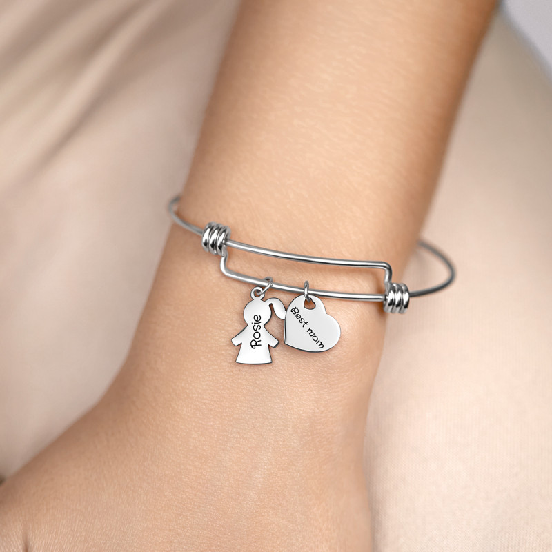 Personalised Daughter Bangle Bracelet with Engraved Name