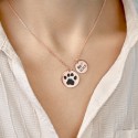 Personalised Engraved Paw-Print Necklace with Paw Charm