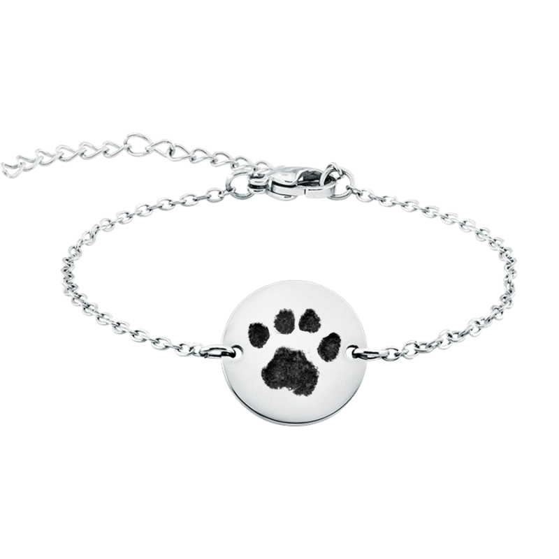 Personalised Engraved Paw-Print Bracelet with Text on the Back