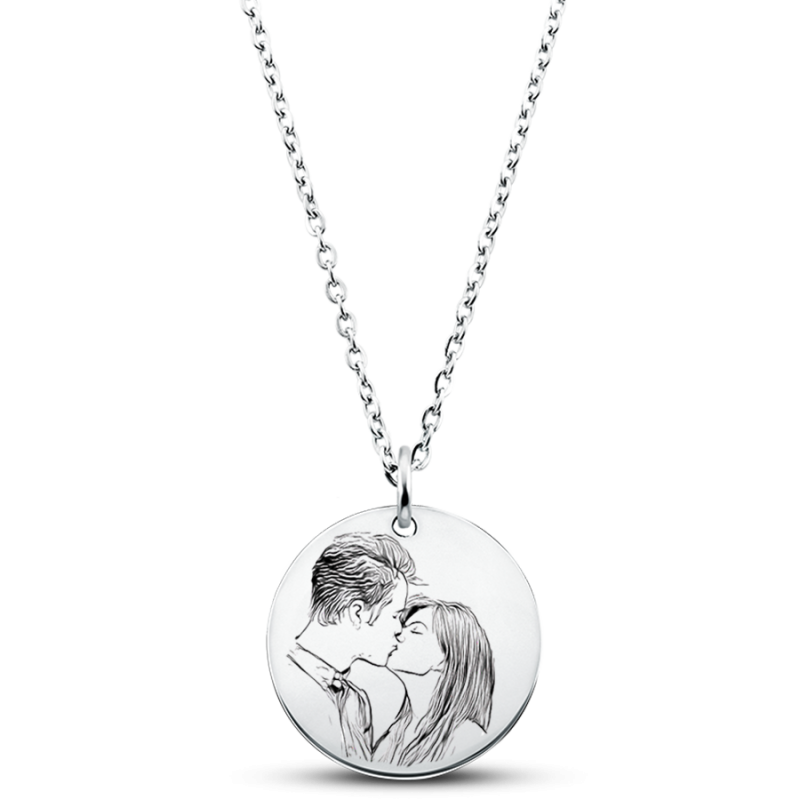 Personalised Engraved Picture-to-Drawing Necklace