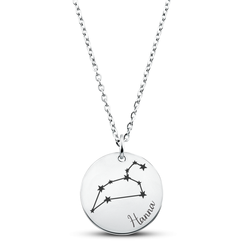 Personalised Engraved Constellation Necklace with Front Text
