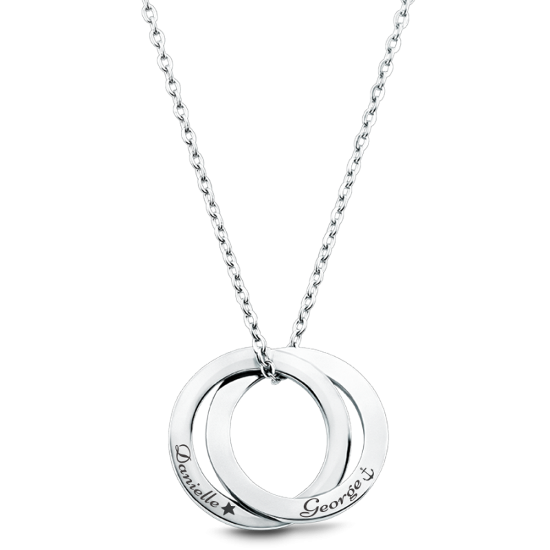 Personalised Engraved Eternity Necklace with Two Rings