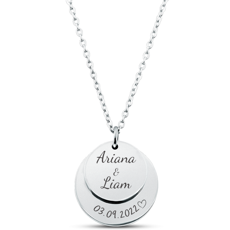 Personalised Engraved Double Circles Necklace