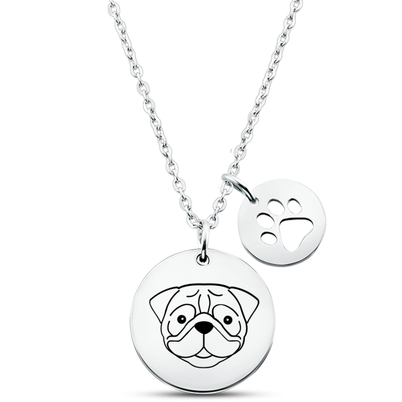Personalised Engraved Dog Breed Silhouette Necklace