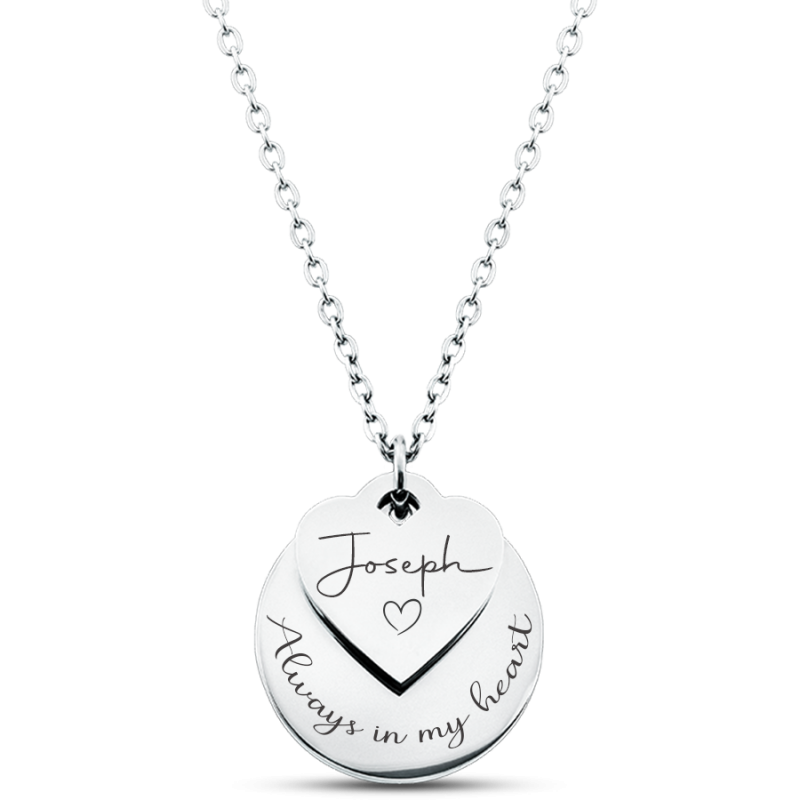 Personalised Engraved Circle and Heart Duo Necklace