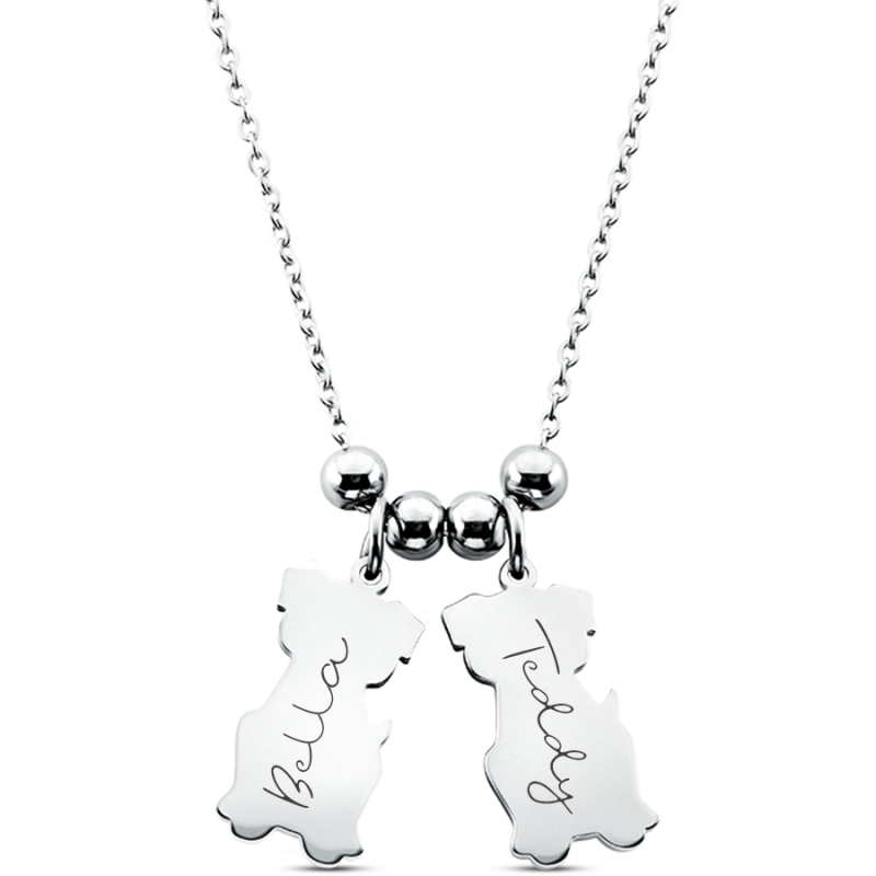 Personalised Engraved Necklace with Multiple Dogs