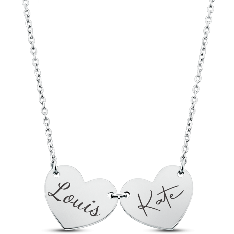Personalised Engraved Name Hearts Necklace