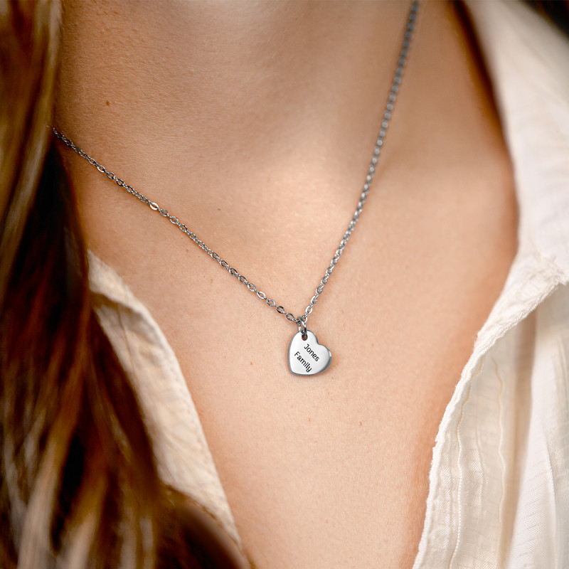 Personalised Engraved Military Tag & Heart Necklaces with Family icons