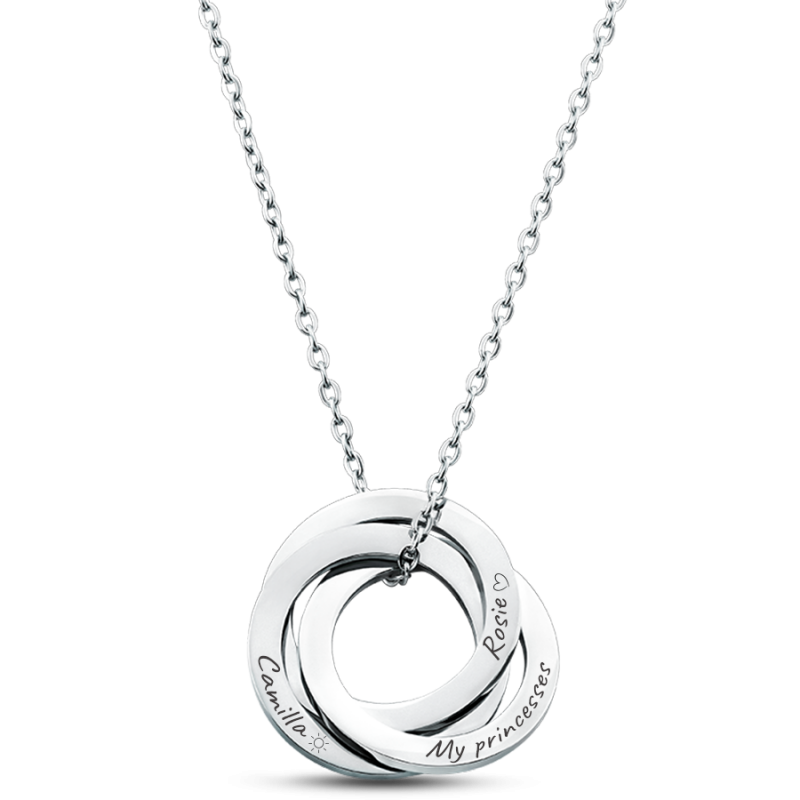 Personalised Engraved Eternity Necklace with Three Rings