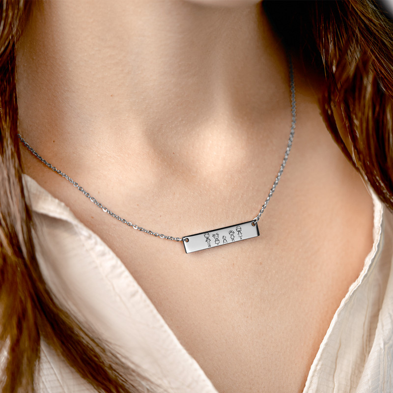 Personalised Engraved Family Plate Necklace