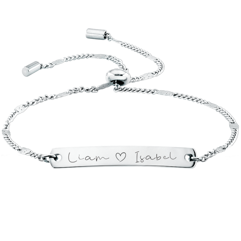 Personalised Engraved Plate Bracelet with Adjustable Band