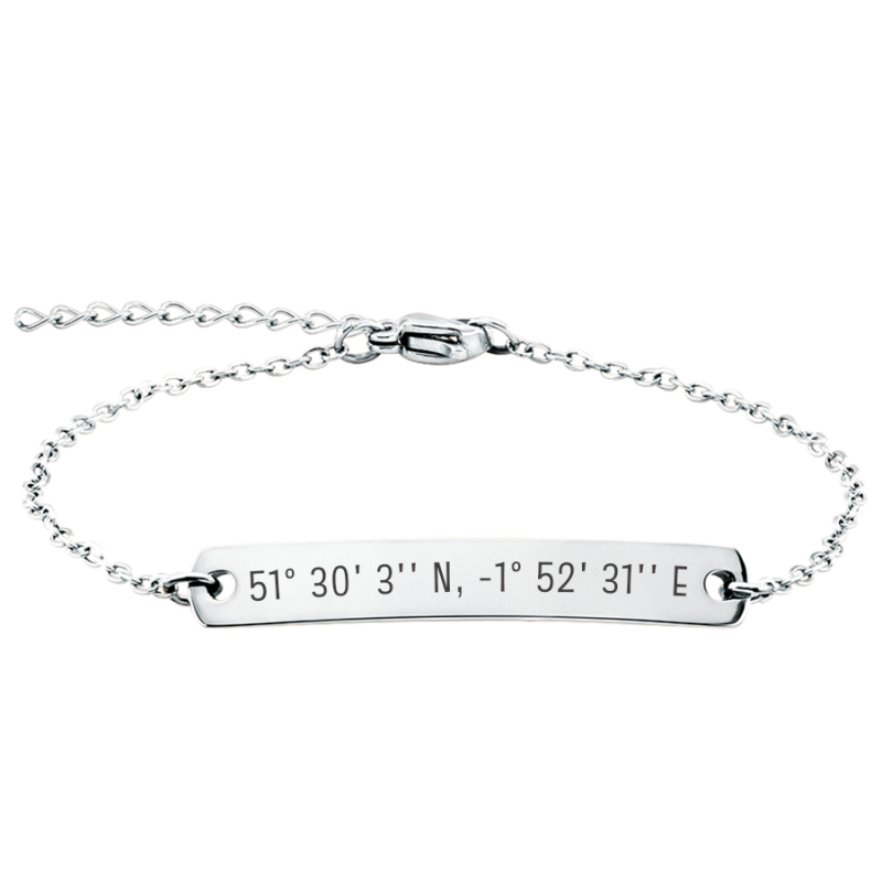 Personalised Engraved Coordinates Bracelet