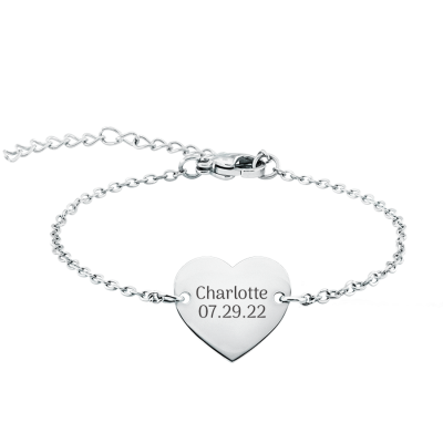 Personalised Engraved Heart Bracelet with...